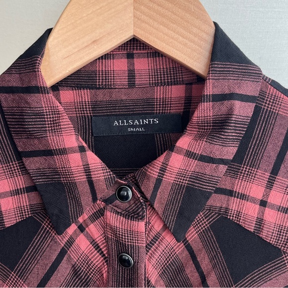 All Saints Plaid Button-Up Dress with Sash - Picture 3 of 5